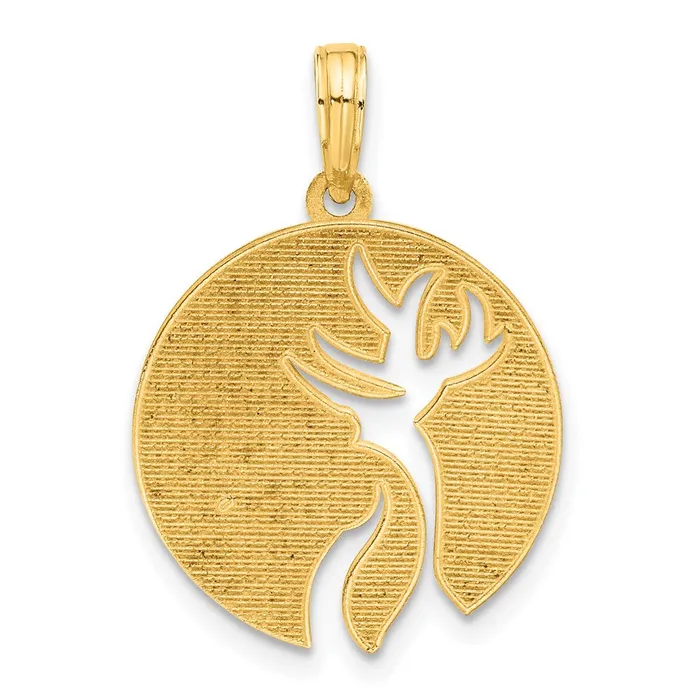 14k Yellow Gold 178 mm Polished Cutout Deer Head Circle Pendant 253 grams Qgold Necklaces 14k Yellow Gold 178 mm Polished Cutout Deer Head Circle Pendant 253 grams Qgold Necklaces