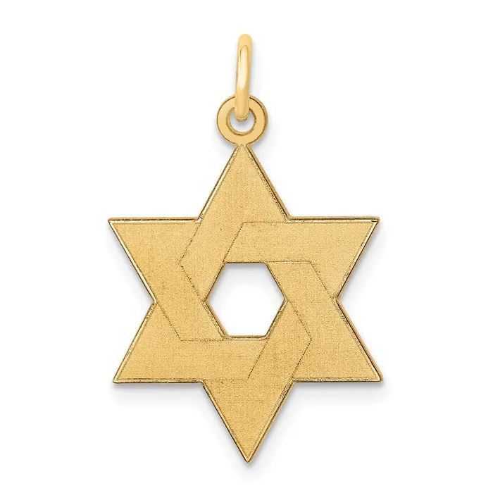 14k Yellow Gold 17 mm Laser Designed Star of David Pendant 132 grams Qgold Necklaces 14k Yellow Gold 17 mm Laser Designed Star of David Pendant 132 grams Qgold Necklaces