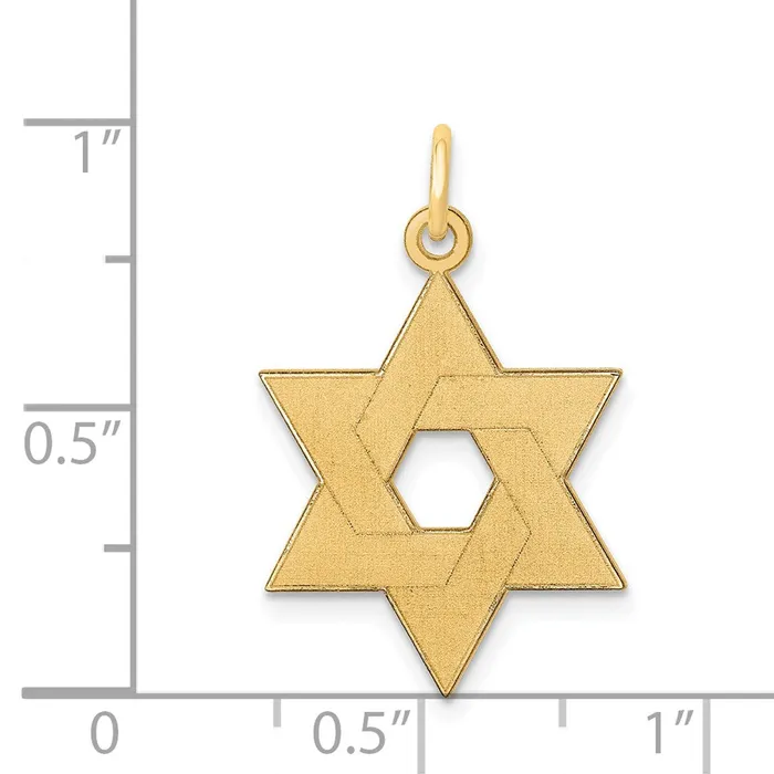 14k Yellow Gold 17 mm Laser Designed Star of David Pendant 132 grams Qgold Necklaces