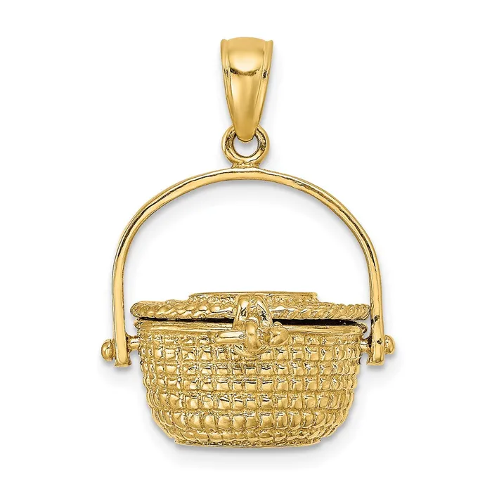 14k Yellow Gold 184 mm 3D Nantucket Basket Charm 622 grams Qgold Charm Necklaces 14k Yellow Gold 184 mm 3D Nantucket Basket Charm 622 grams Qgold Charm Necklaces