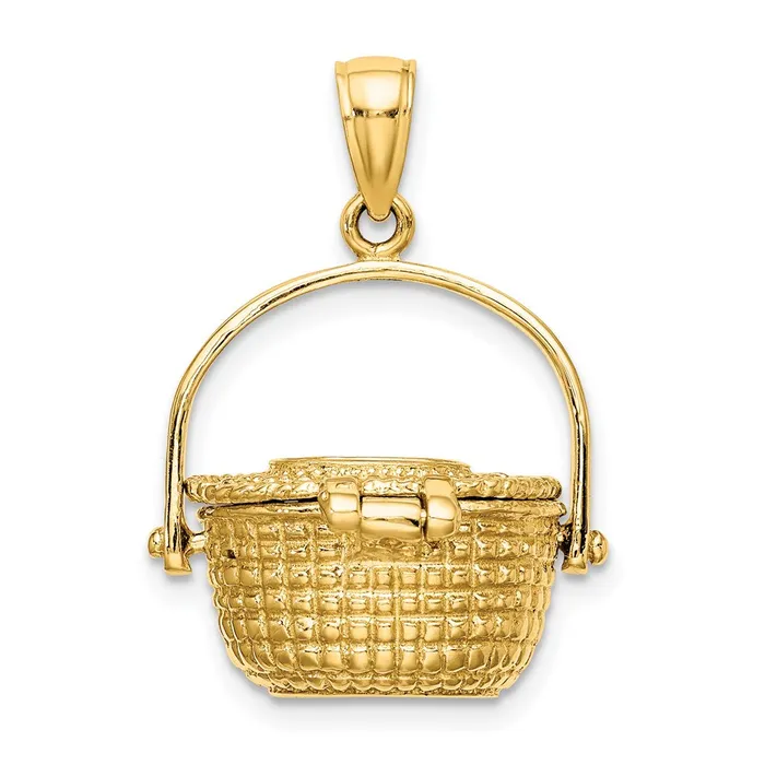 14k Yellow Gold 184 mm 3D Nantucket Basket Charm 622 grams Qgold Charm Necklaces 14k Yellow Gold 184 mm 3D Nantucket Basket Charm 622 grams Qgold Charm Necklaces