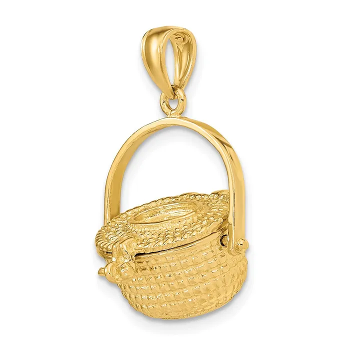14k Yellow Gold 184 mm 3D Nantucket Basket Charm 622 grams Qgold Charm Necklaces 14k Yellow Gold 184 mm 3D Nantucket Basket Charm 622 grams Qgold Charm Necklaces