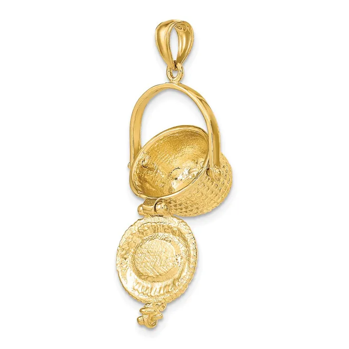 14k Yellow Gold 184 mm 3D Nantucket Basket Charm 622 grams Qgold Charm Necklaces 14k Yellow Gold 184 mm 3D Nantucket Basket Charm 622 grams Qgold Charm Necklaces