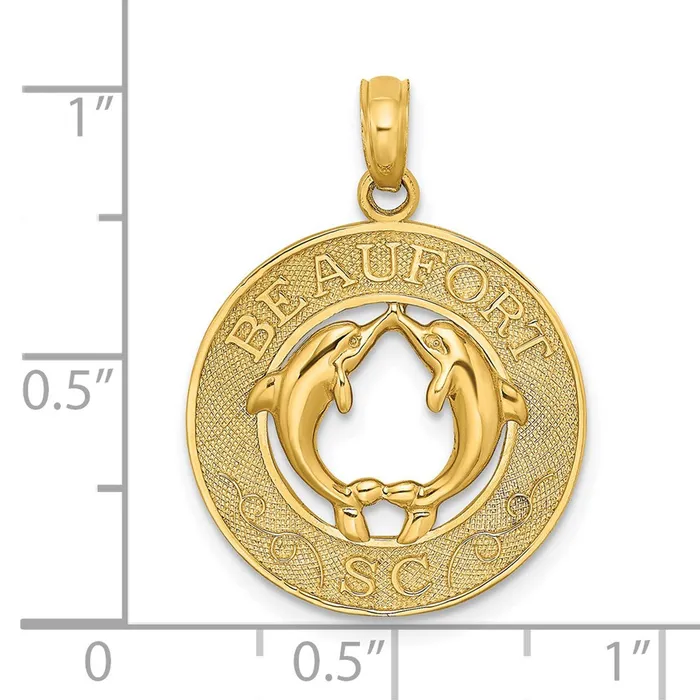 14k Yellow Gold 1876 mm BEAUFORT SC wDolphins Circle Charm 184 grams Qgold Charm Necklaces 14k Yellow Gold 1876 mm BEAUFORT SC wDolphins Circle Charm 184 grams Qgold Charm Necklaces