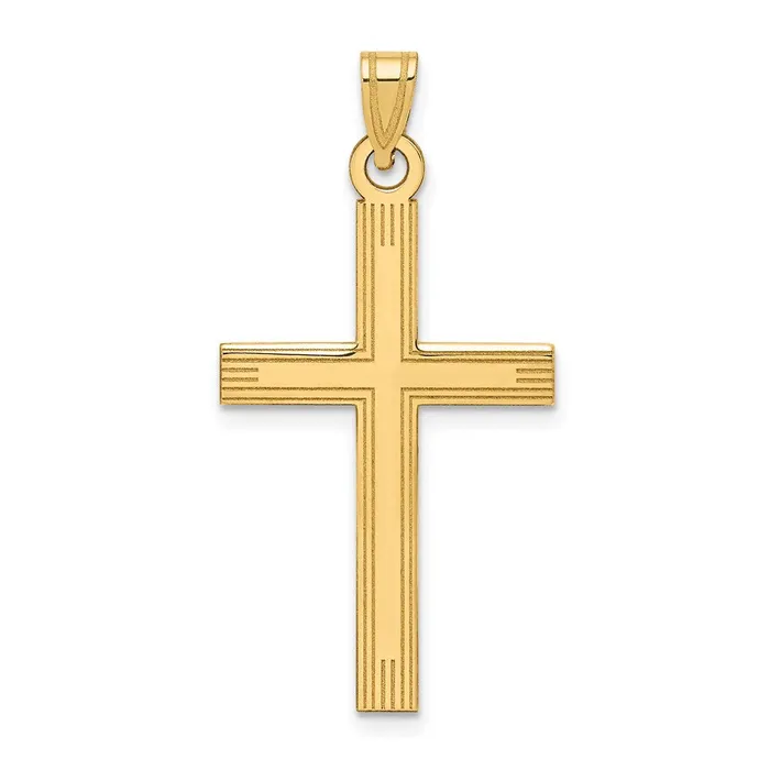 14k Yellow Gold 19 mm Laser Etched Cross Charm 133 grams Qgold Charm Necklaces 14k Yellow Gold 19 mm Laser Etched Cross Charm 133 grams Qgold Charm Necklaces