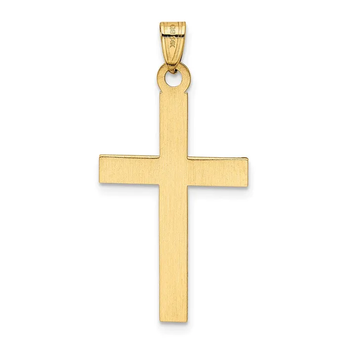 14k Yellow Gold 19 mm Laser Etched Cross Charm 133 grams Qgold Charm Necklaces
