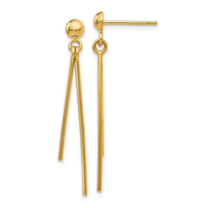 14k Yellow Gold 3 mm Polished Post Dangle Earrings 106 grams Qgold Earrings 14k Yellow Gold 3 mm Polished Post Dangle Earrings 106 grams Qgold Earrings