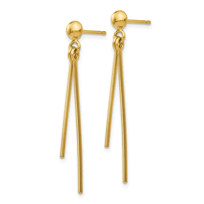 14k Yellow Gold 3 mm Polished Post Dangle Earrings 106 grams Qgold Earrings