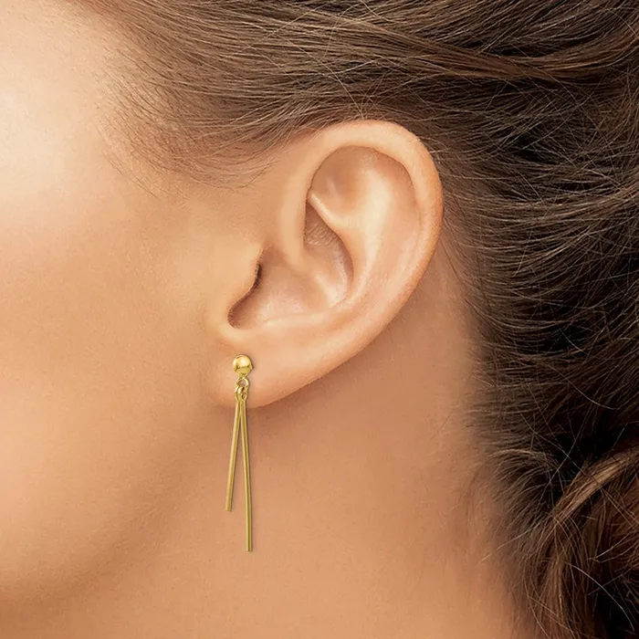 14k Yellow Gold 3 mm Polished Post Dangle Earrings 106 grams Qgold Earrings