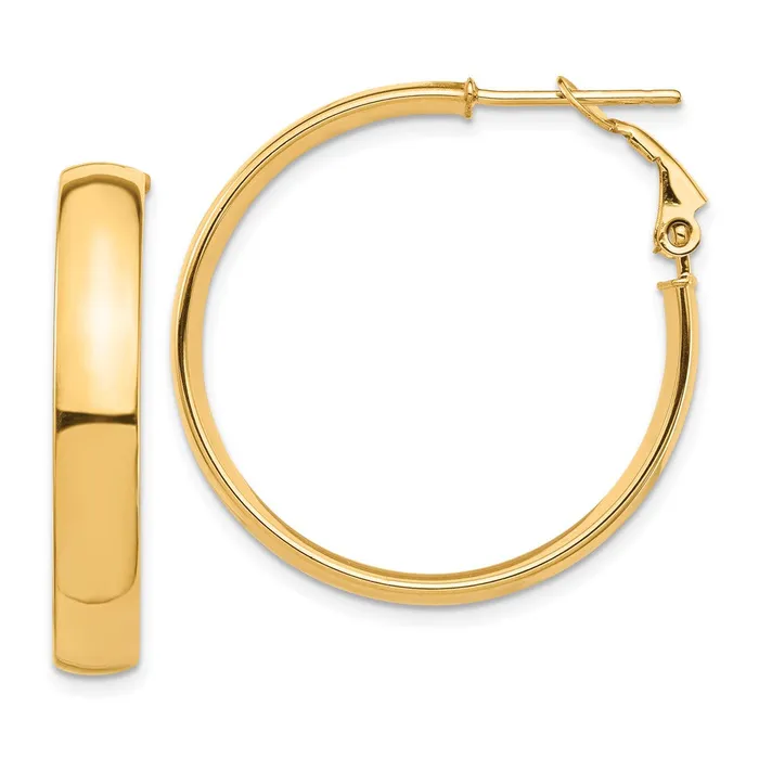 14k Yellow Gold 30 mm Omega Back Hoop Earrings 377 grams Qgold Earrings