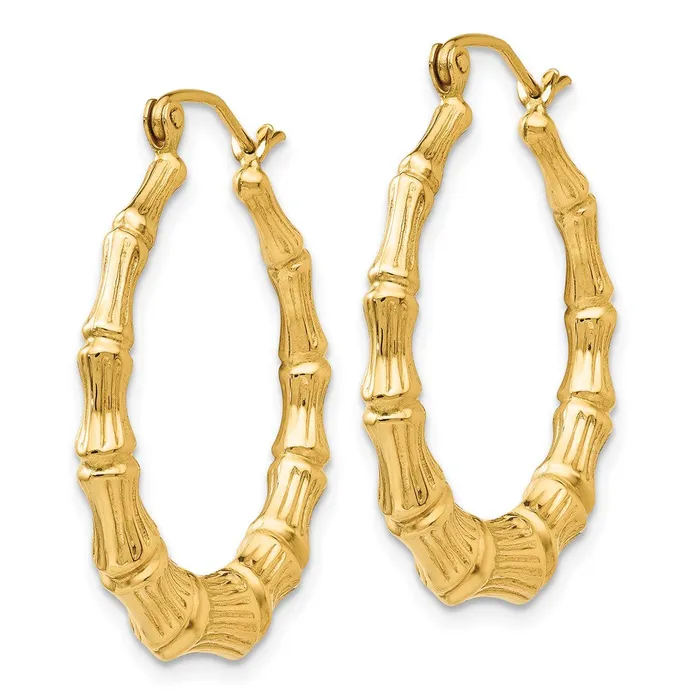 14k Yellow Gold 4 mm Polished Bamboo Hoop Earrings 221 grams Qgold Earrings 14k Yellow Gold 4 mm Polished Bamboo Hoop Earrings 221 grams Qgold Earrings