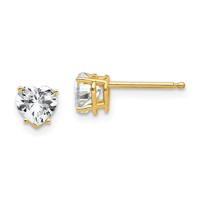 14k Yellow Gold 5 mm Heart Cubic Zirconia Earrings 048 grams Qgold Earrings 14k Yellow Gold 5 mm Heart Cubic Zirconia Earrings 048 grams Qgold Earrings