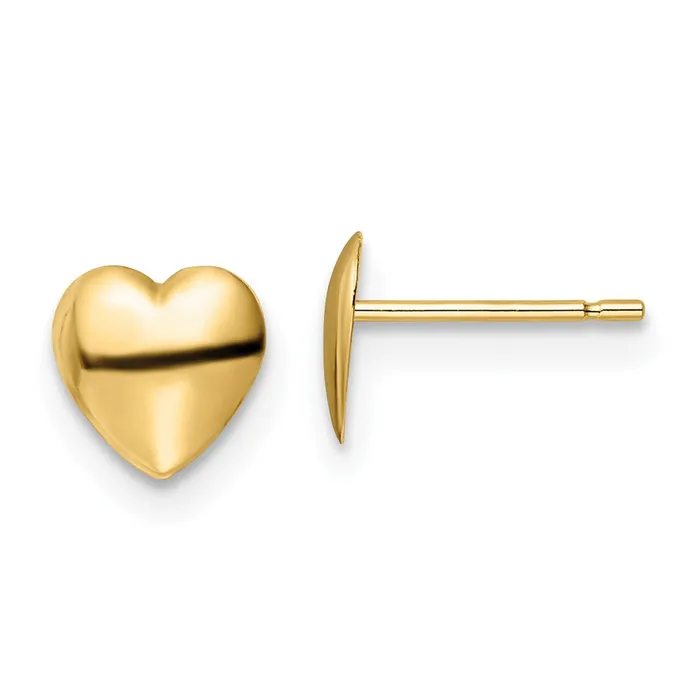 14k Yellow Gold 625 mm Polished Heart Post Earrings 016 grams Qgold Earrings