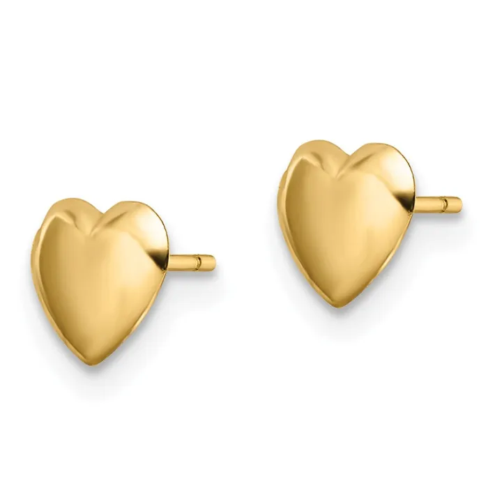 14k Yellow Gold 625 mm Polished Heart Post Earrings 016 grams Qgold Earrings