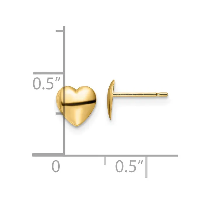 14k Yellow Gold 625 mm Polished Heart Post Earrings 016 grams Qgold Earrings