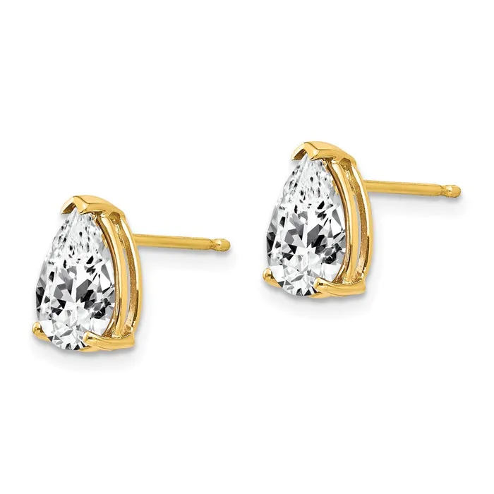14k Yellow Gold 6 mm Pear Cubic Zirconia Earrings 099 grams Qgold Earrings