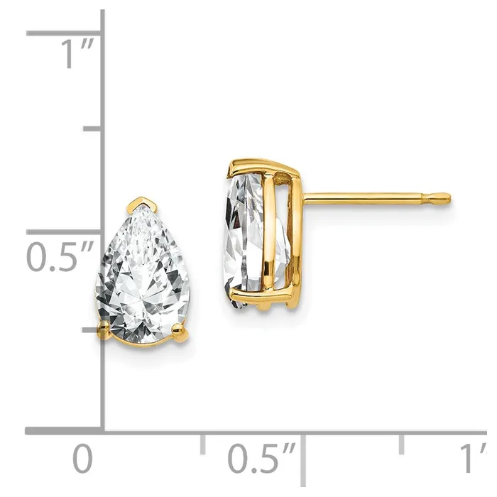 14k Yellow Gold 6 mm Pear Cubic Zirconia Earrings 099 grams Qgold Earrings