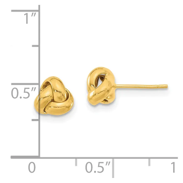14k Yellow Gold 75 mm Gold Polished Love Knot Post Earrings 062 grams Qgold Earrings