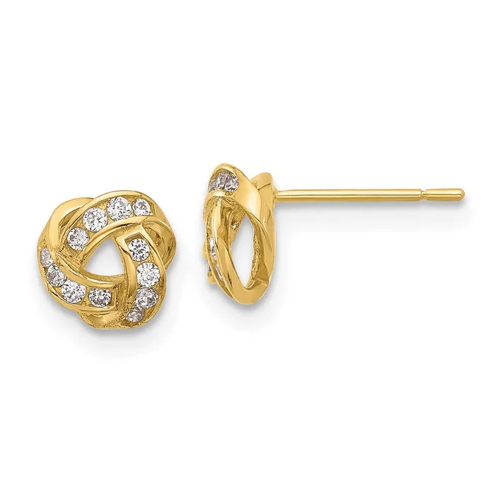 14k Yellow Gold 7 mm Polished CZ Love Knot Post Earrings 072 grams Qgold Earrings 14k Yellow Gold 7 mm Polished CZ Love Knot Post Earrings 072 grams Qgold Earrings