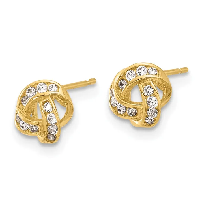 14k Yellow Gold 7 mm Polished CZ Love Knot Post Earrings 072 grams Qgold Earrings