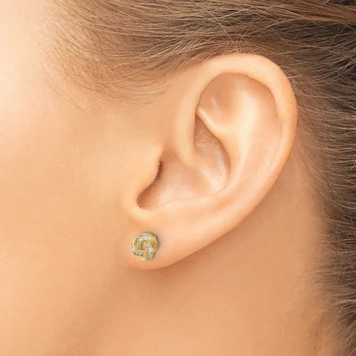 14k Yellow Gold 7 mm Polished CZ Love Knot Post Earrings 072 grams Qgold Earrings