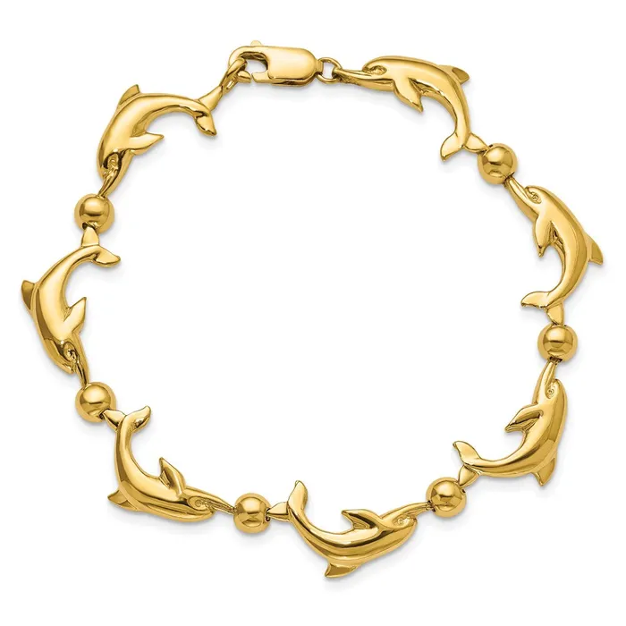 14k Yellow Gold 808 mm Polished Dolphin Bracelet 116 grams Qgold Bracelets 14k Yellow Gold 808 mm Polished Dolphin Bracelet 116 grams Qgold Bracelets