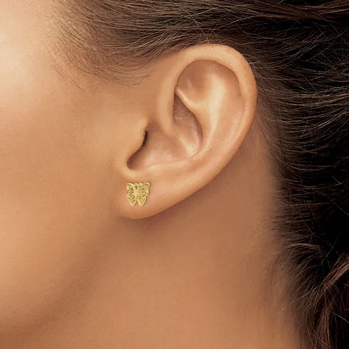 14k Yellow Gold 9 mm Butterfly Post Earrings 09 grams Qgold Earrings 14k Yellow Gold 9 mm Butterfly Post Earrings 09 grams Qgold Earrings