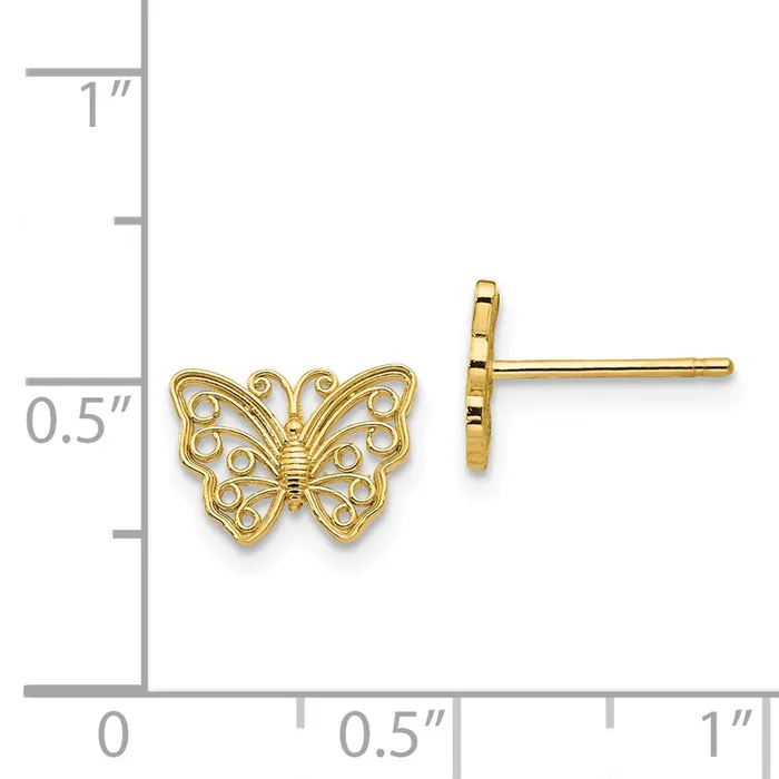 14k Yellow Gold 9 mm Butterfly Post Earrings 09 grams Qgold Earrings 14k Yellow Gold 9 mm Butterfly Post Earrings 09 grams Qgold Earrings