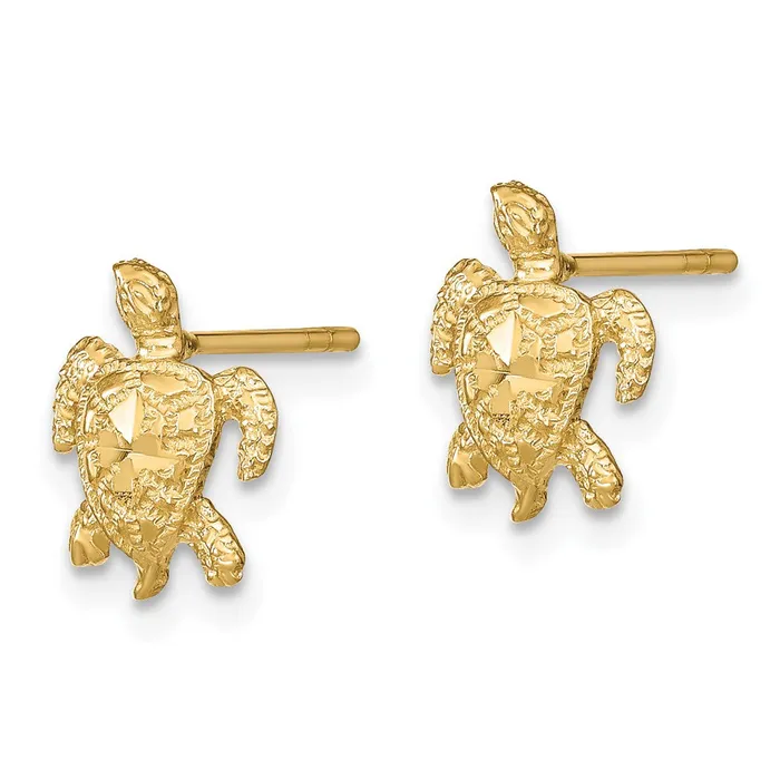14k Yellow Gold 9 mm Polished Diamondcut Sea Turtle Post Earrings 11 grams Qgold Earrings 14k Yellow Gold 9 mm Polished Diamondcut Sea Turtle Post Earrings 11 grams Qgold Earrings
