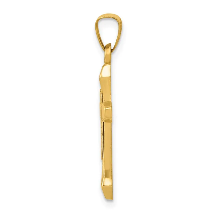 14k Yellow Rhodium 14 mm Hollow Cross Pendant 058 grams Qgold Necklaces