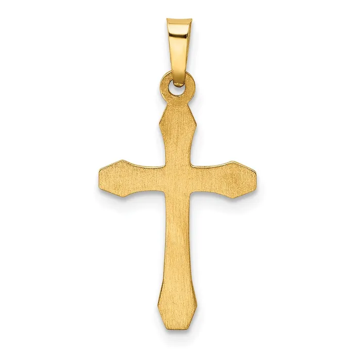 14k Yellow Rhodium 14 mm Hollow Cross Pendant 058 grams Qgold Necklaces