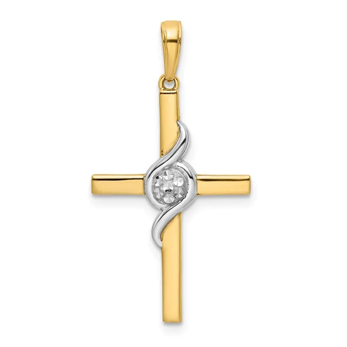 14k Yellow Rhodium 1747 mm DC Cross Pendant 187 grams Qgold Necklaces