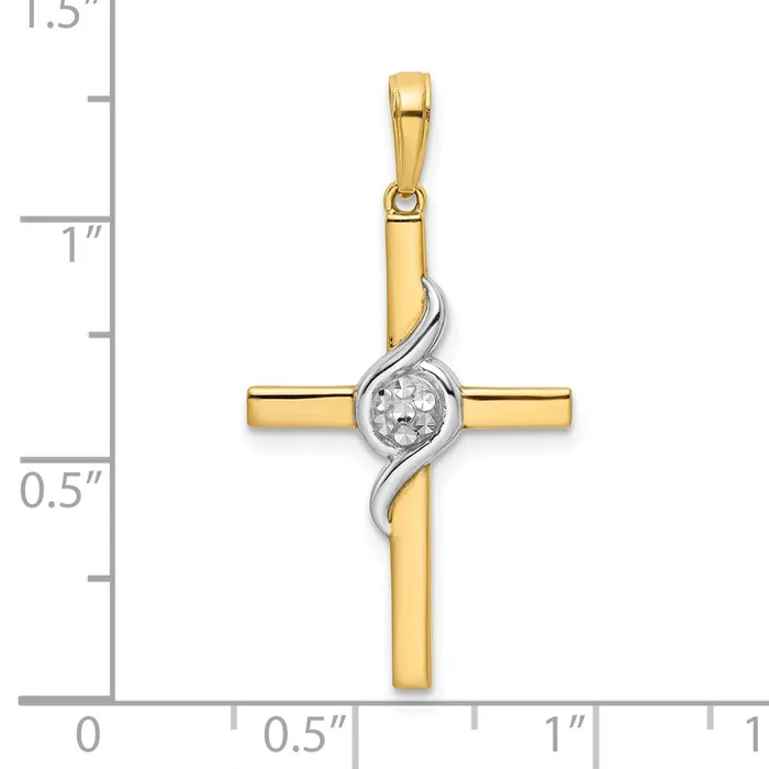 14k Yellow Rhodium 1747 mm DC Cross Pendant 187 grams Qgold Necklaces 14k Yellow Rhodium 1747 mm DC Cross Pendant 187 grams Qgold Necklaces