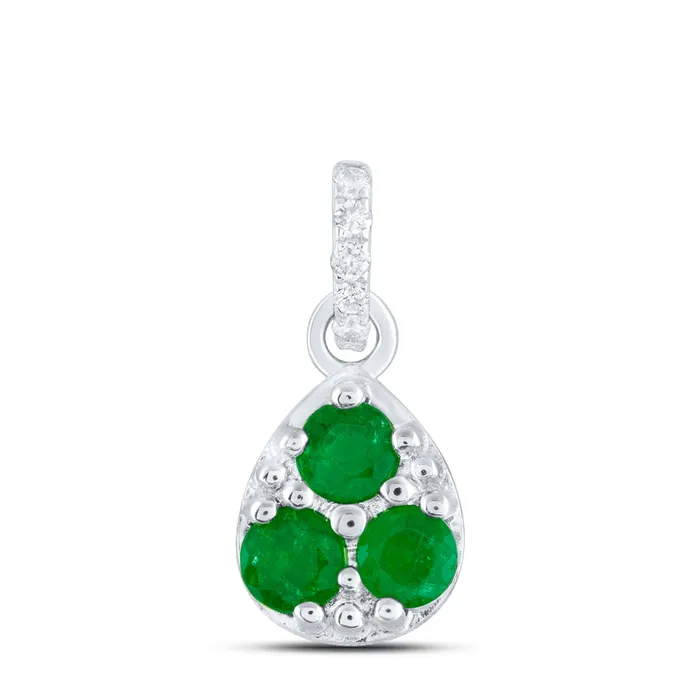 14Kt Gold 002CtwDia Ana M 13Ct RdEm Nat Gem Pear Pendant GND Necklaces