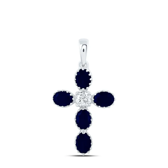 14Kt Gold 110CtwDia Cn 1 CtOvBs Nat Gem Cross Pendant GND Necklaces