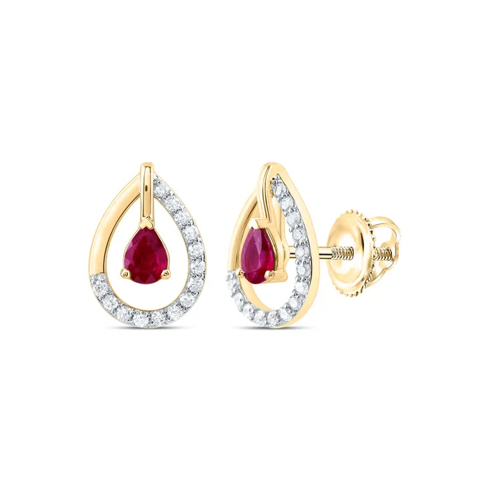 14Kt Gold 18CtwDia Cn 4X3Mm PsRu Nat Gem Fashion Earring GND Earrings