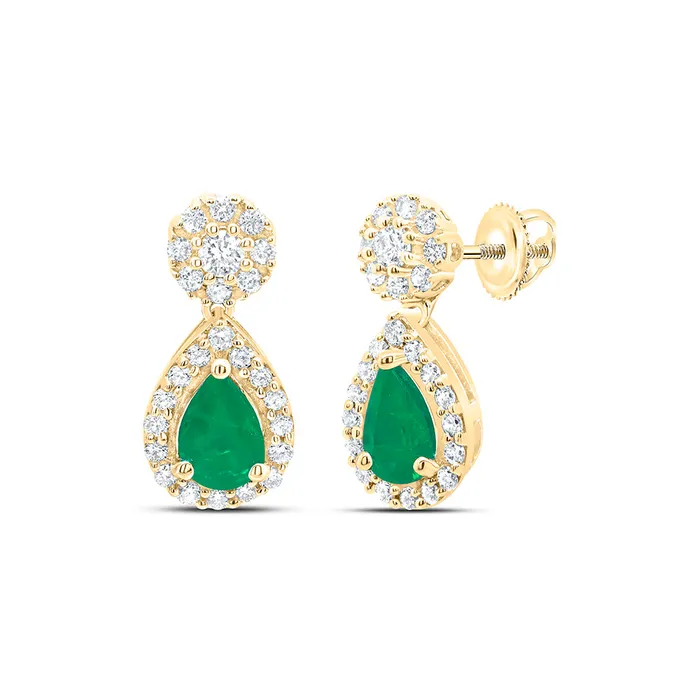 14Kt Gold 38CtwDia Ana M 6X4Mm PsEm Nat Gem Earring GND Earrings