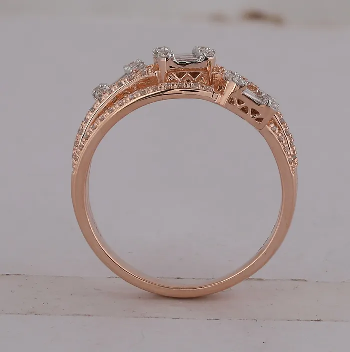 14Kt Rose Gold Womens Baguette Diamond Cluster 3Stone Ring 34 Cttw 46 grams GND Rings 14Kt Rose Gold Womens Baguette Diamond Cluster 3Stone Ring 34 Cttw 46 grams GND Rings