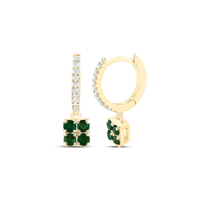 14Kt Yellow Gold 110CtwDia Nke 14CtEme Natural Gem Dangling Earring 113 grams GND Earrings 14Kt Yellow Gold 110CtwDia Nke 14CtEme Natural Gem Dangling Earring 113 grams GND Earrings