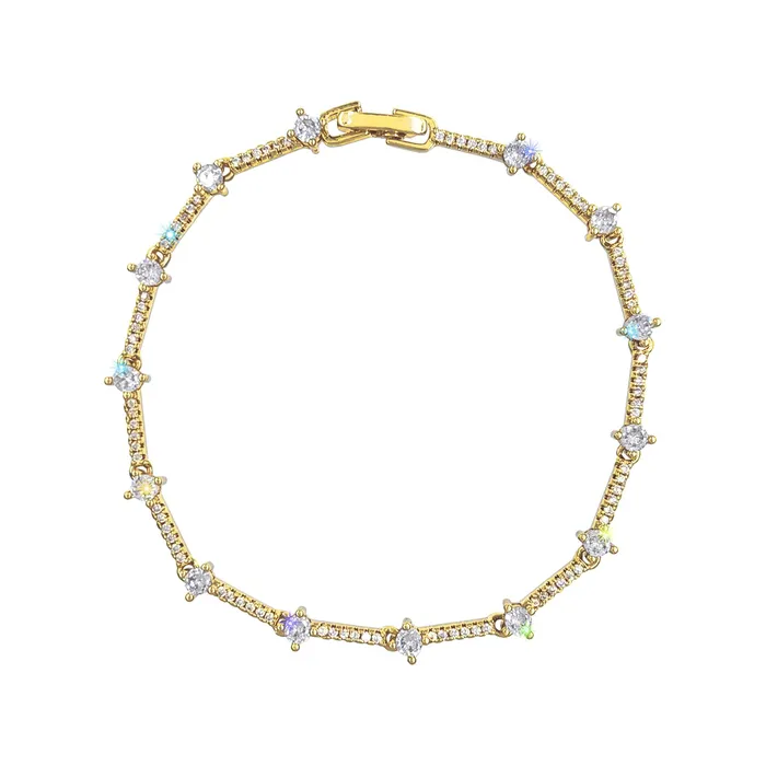 17489G Diamond Link CZ Bracelet Gold Plated 4028 Bracelets