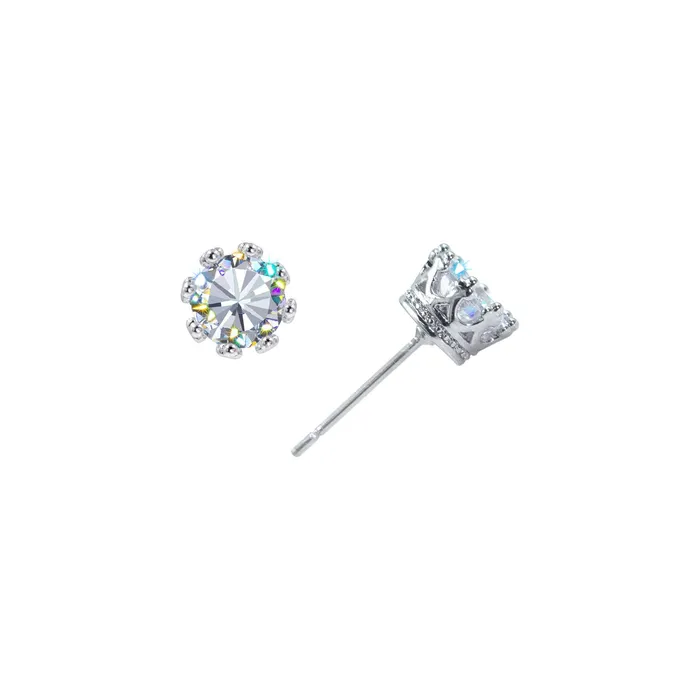 17526 VintageStyle Crown Setting Cubic Zirconia Stud Earrings 6mm 4028 Earrings