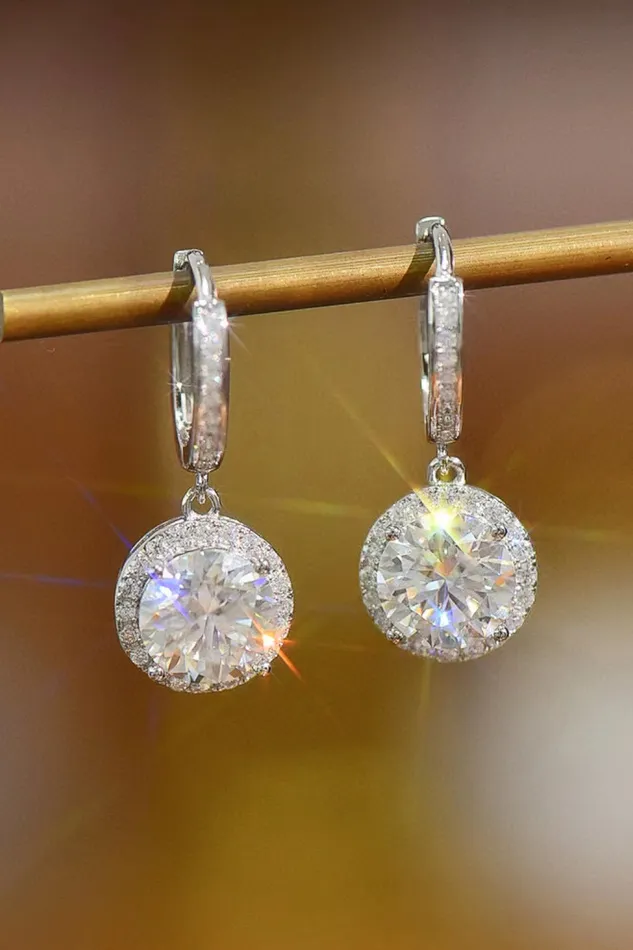 2 Carat Moissanite Round Drop Earrings Trendsi Earrings