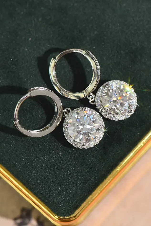 2 Carat Moissanite Round Drop Earrings Trendsi Earrings
