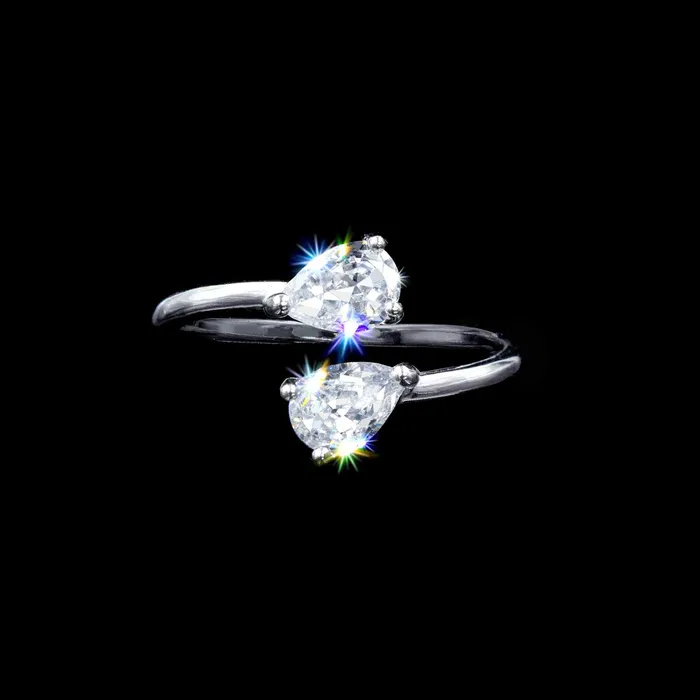 4028 Rings 17411 Pear Adjustable CZ Ring