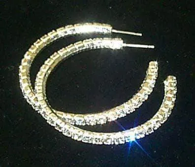 4037 Earrings 11962 Large Rhinestone Hoop Earrings
