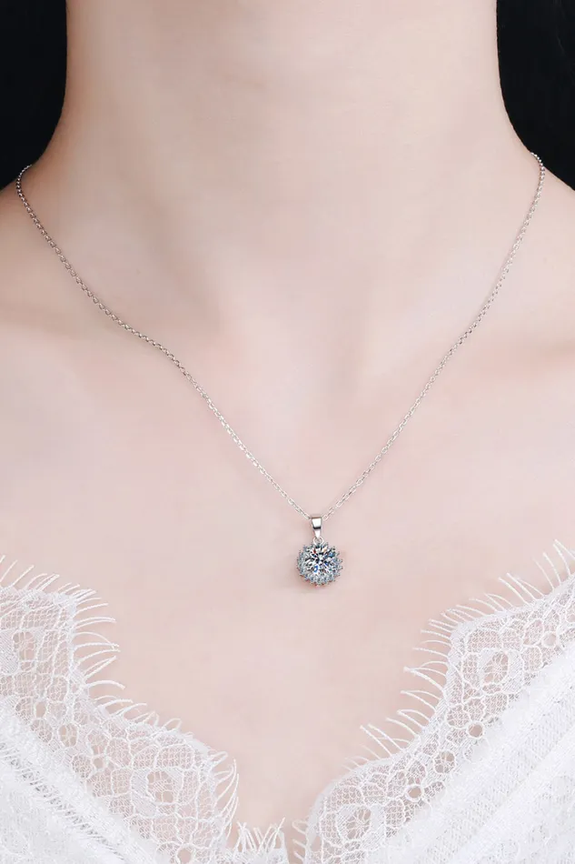 925 Sterling Silver Moissanite Pendant Necklace Trendsi Necklaces