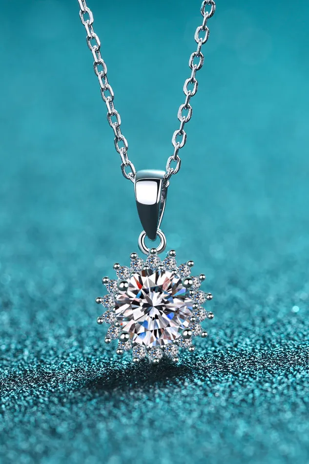 925 Sterling Silver Moissanite Pendant Necklace Trendsi Necklaces