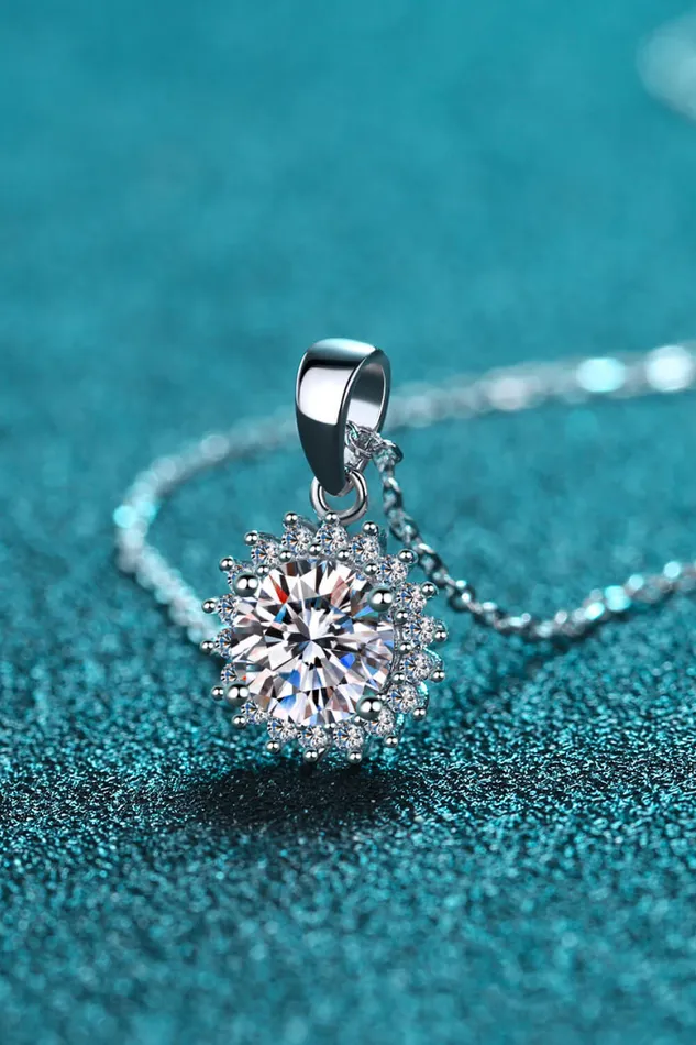 925 Sterling Silver Moissanite Pendant Necklace Trendsi Necklaces