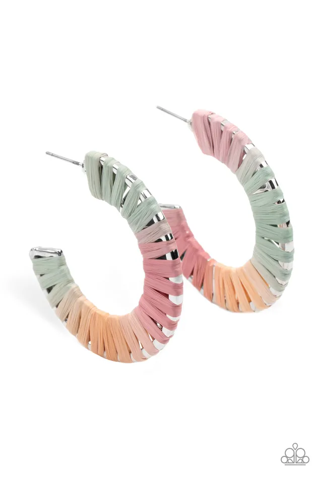 A Chance of RAINBOWS Multi Colored Twine Hoop Earrings Paparazzi Accessories Earrings