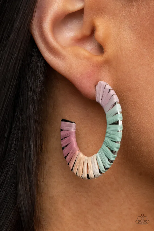 A Chance of RAINBOWS Multi Colored Twine Hoop Earrings Paparazzi Accessories Earrings